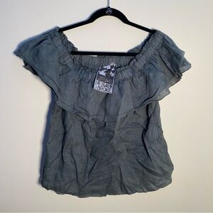 Young Fabulous & Broke Blue Ruffled Blouse